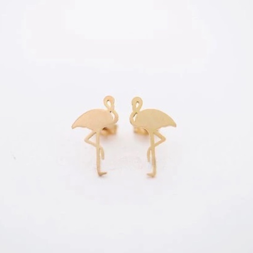 Gold Flamingo Studs